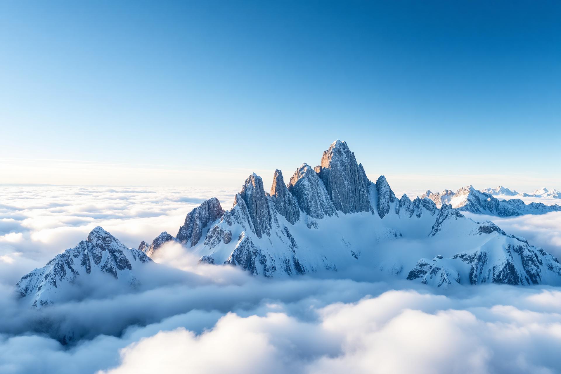 Alpine peaks in mist